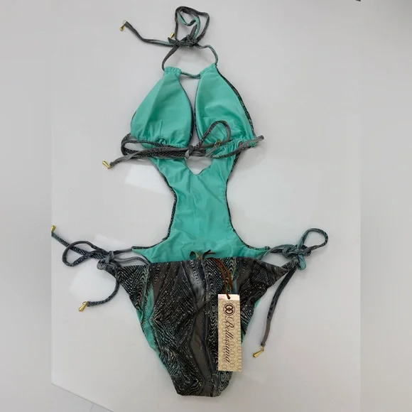 Bellissima Swimwear Monte Carlo Aqua and Black Monokini - Picture 5 of 12